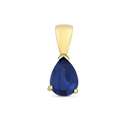 7X5Mm Pear Shaped Sapphire Claw Set Pendant 9ct Gold
